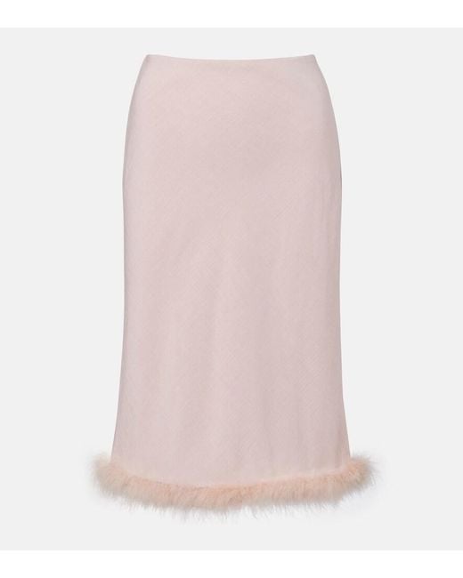 Dorothee Schumacher Pink Soft Vibes Feather-Trimmed Midi Skirt