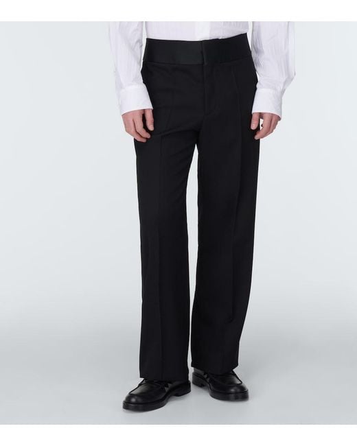 Valentino Black Straight Virgin Wool Pants for men