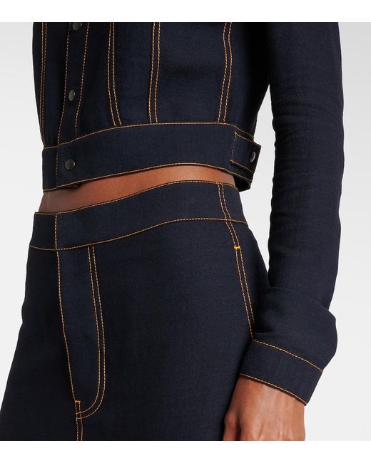 Alaïa Black Fluid Cropped Wool-Blend Jacket