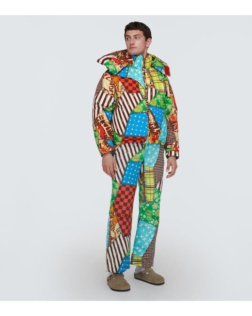 ERL Green Printed Cotton-Blend Down Jacket for men