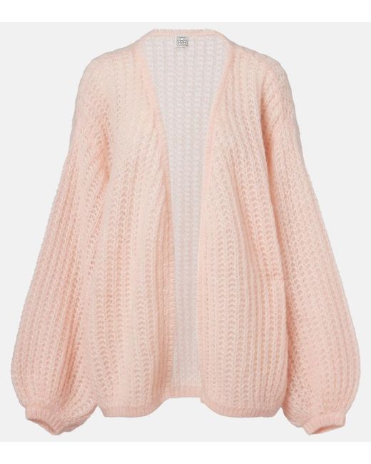 Totême Pink Open-Knit Oversized Mohair-Blend Cardigan