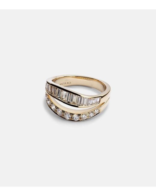 Anita Ko White Two Row Wave 18Kt Ring With Diamonds