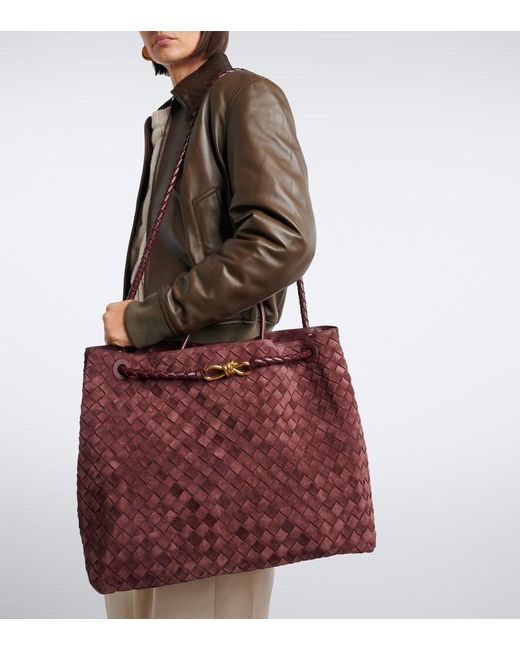 Bottega Veneta Red Andiamo Large Suede Tote Bag
