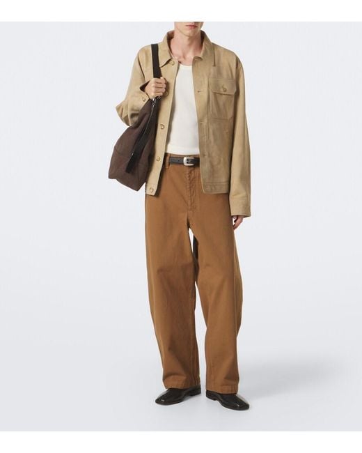 Lemaire Brown Cotton Twill Barrel-Leg Pants for men
