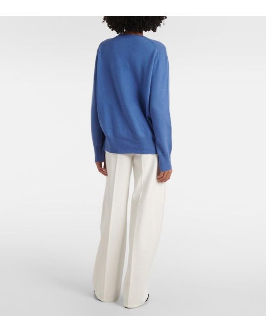 Totême Blue Crew-Neck Cashmere Knit Sweater