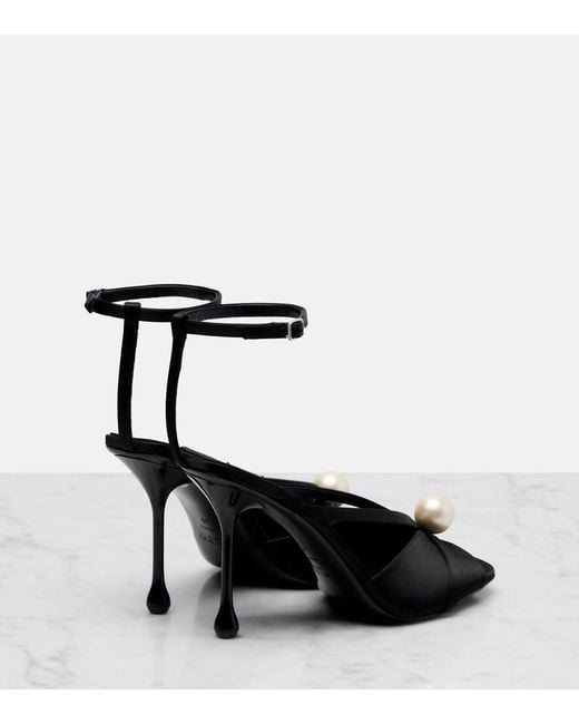 Jimmy Choo Black Siva 95 Embellished Satin Sandals