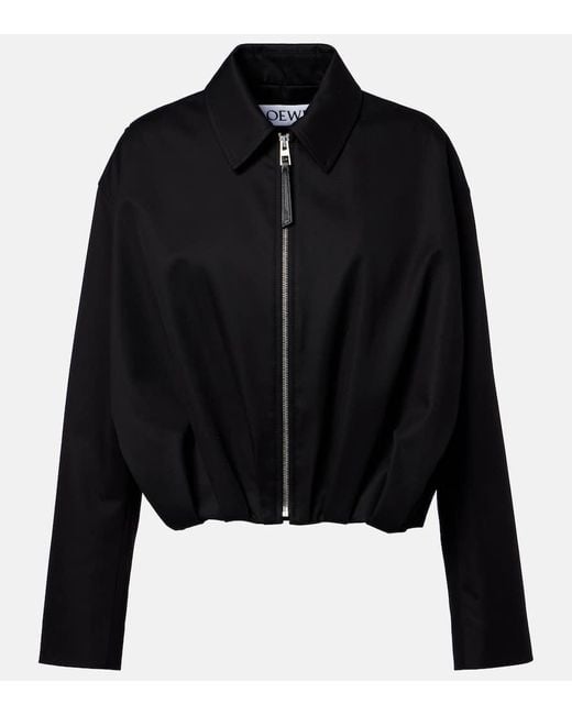 Loewe Black Draped Cotton And Silk Twill Jacket