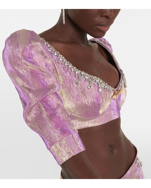 Miss Sohee Pink Embellished Crop Top
