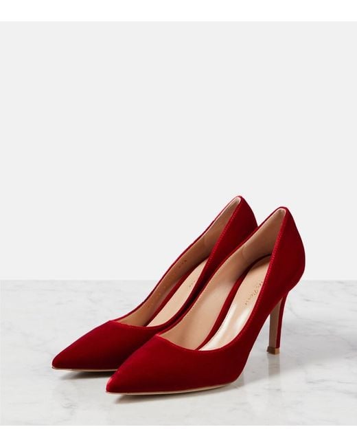 Gianvito Rossi Red Gianvito 85 Velvet Pumps