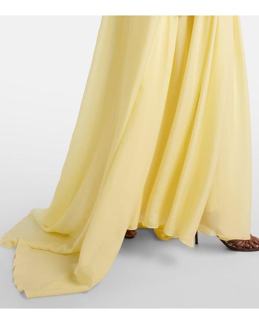 La Fuori Yellow Draped Cape And Gown Set
