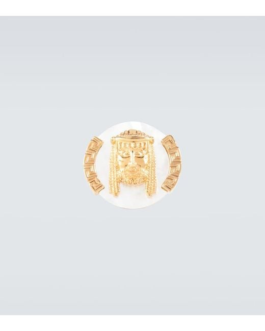Anello La Maschera Con Sigillo di Versace in White da Uomo