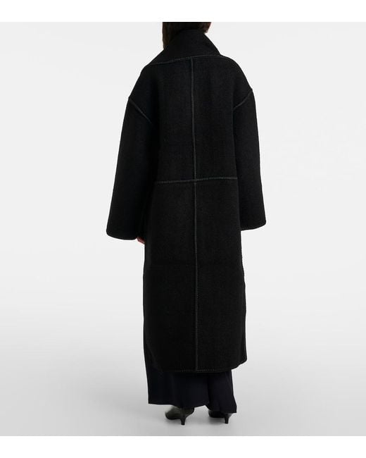 Totême Black Attached Scarf Coat