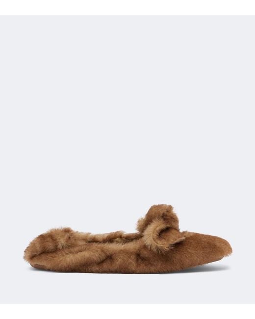 Zimmermann Brown Carousel Shearling Ballet Flats