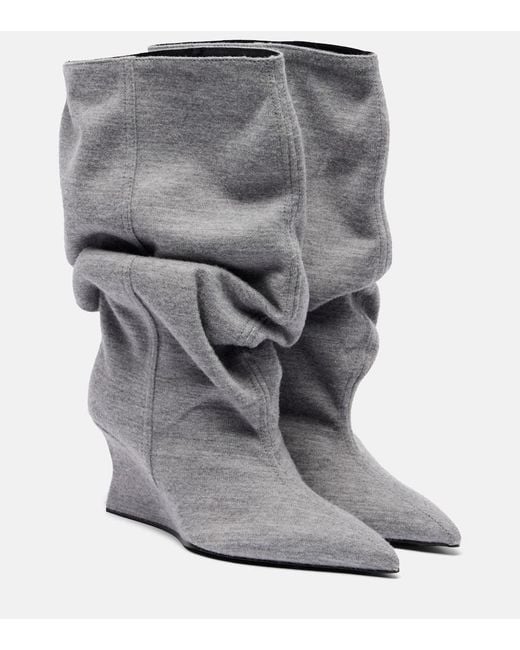 Balmain Gray Draped Ankle Boots