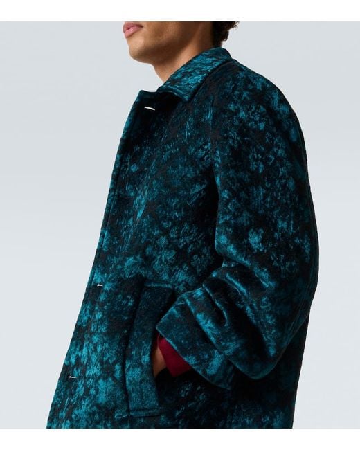 Dries Van Noten Blue Checked Coat for men