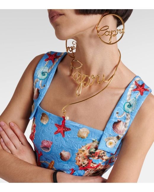 Dolce & Gabbana Blue Capri Printed Minidress