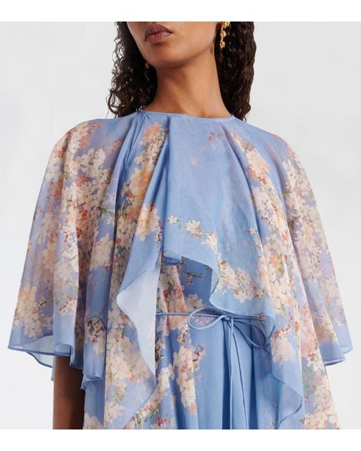 Zimmermann Blue Tiered Cascadian Maxi Dress