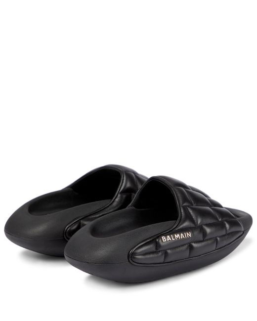 Balmain B-it Leather Platform Sandals in Black | Lyst