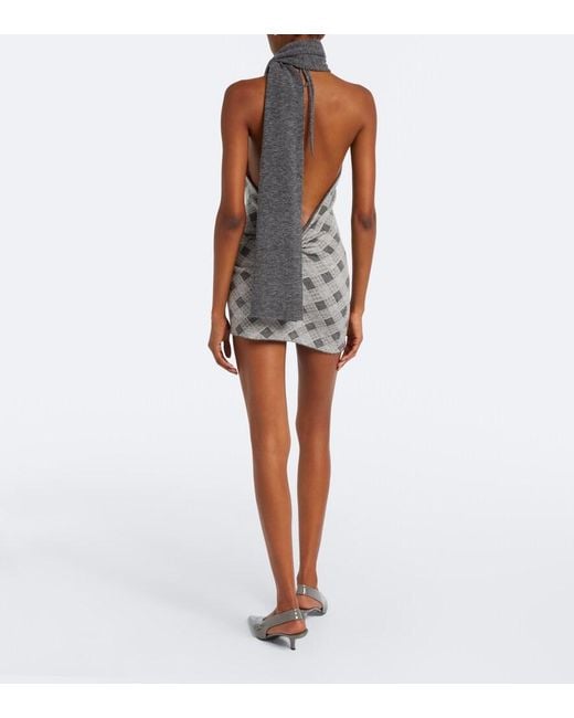 AYA MUSE Gray Axis Wool-Blend Minidress
