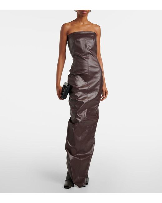 Rick Owens Brown Denim Bustier Gown
