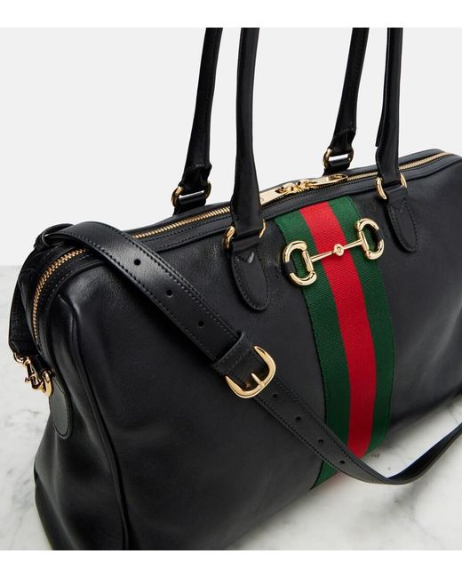 Gucci Black Borsetto Large Leather Bowling Bag
