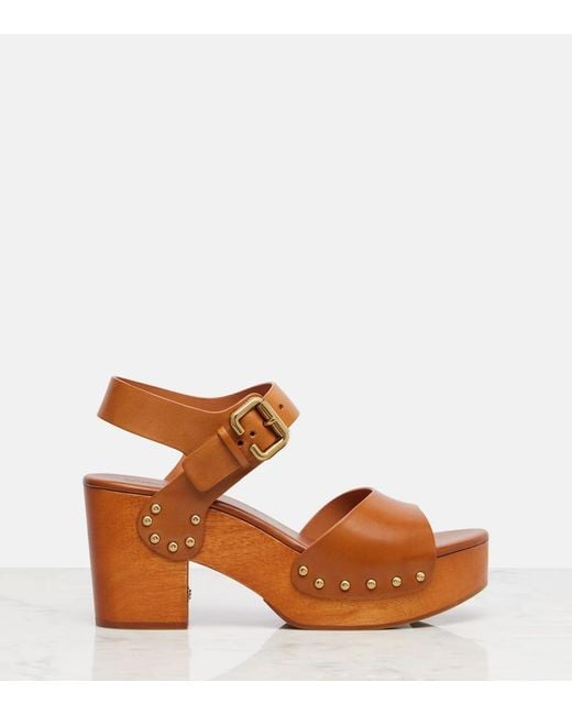 Chloé Brown Jeanette Plateausandalen Aus Leder