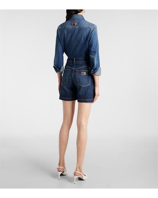 Dolce & Gabbana Blue High-Rise Denim Shorts