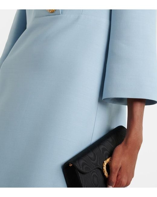 Valentino Blue Midikleid Aus Crepe Couture
