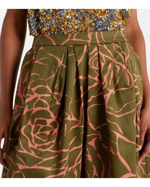 Dries Van Noten Natural Floral Cotton Midi Skirt