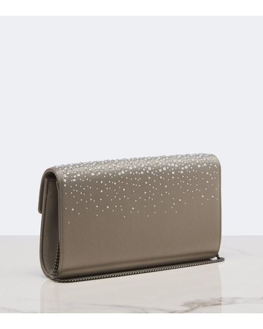 Roger Vivier Gray Efflorescence Embellished Satin Clutch