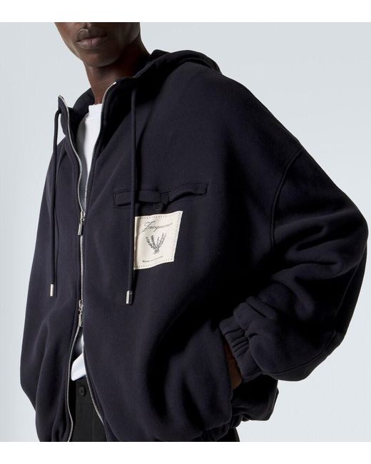 Jacquemus Black Torneo Cotton Fleece Zip-Up Hoodie for men