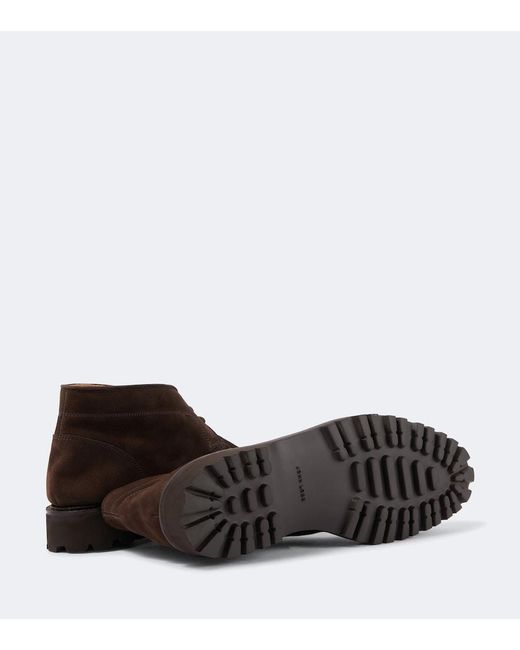 John Lobb Brown Suede Desert Boots for men