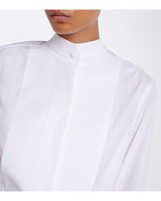 Tom Ford White Cropped Cotton Poplin Tuxedo Shirt
