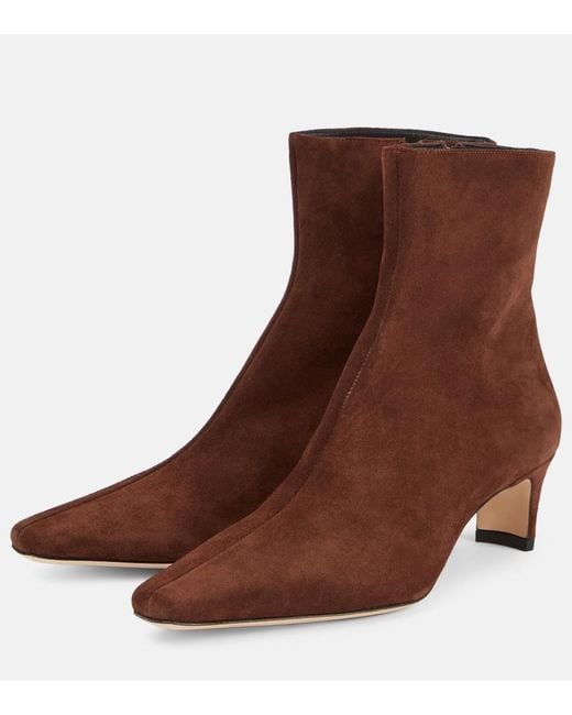 Staud Brown Wally 55 Suede Ankle Boots