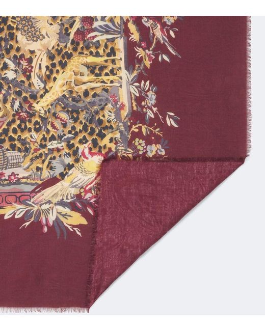 Etro Purple Printed Modal And Cashmere Scarf