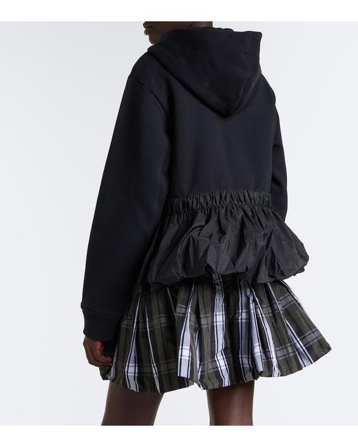 Patou Black Peplum Cotton Zip-Up Hoodie