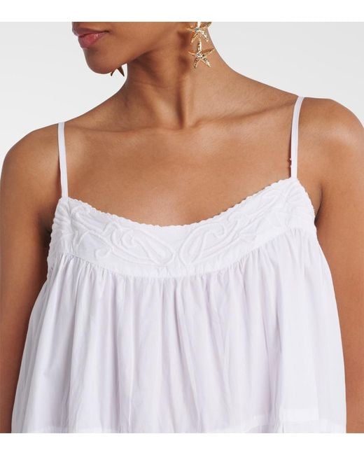 Juliet Dunn White Embroidered Cotton Poplin Slip Dress