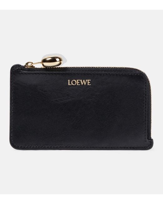 Loewe Black Mini Leather Card Case With Coin Compartment