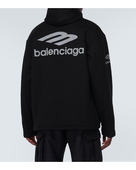 Balenciaga Black 3B Sports Icon Cotton Fleece Hoodie for men