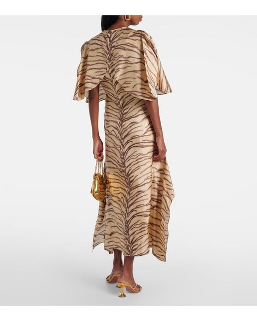 Stella McCartney Natural Printed Silk Midi Dress