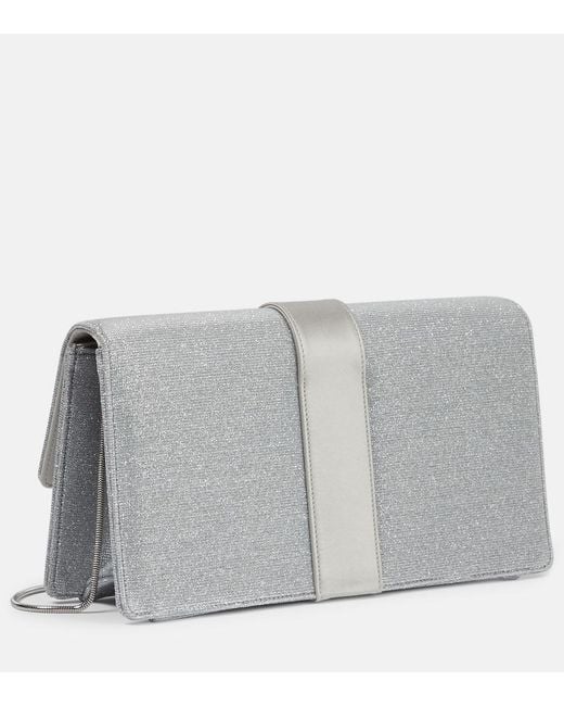 Manolo Blahnik Gray Capri Glitter Embellished Clutch