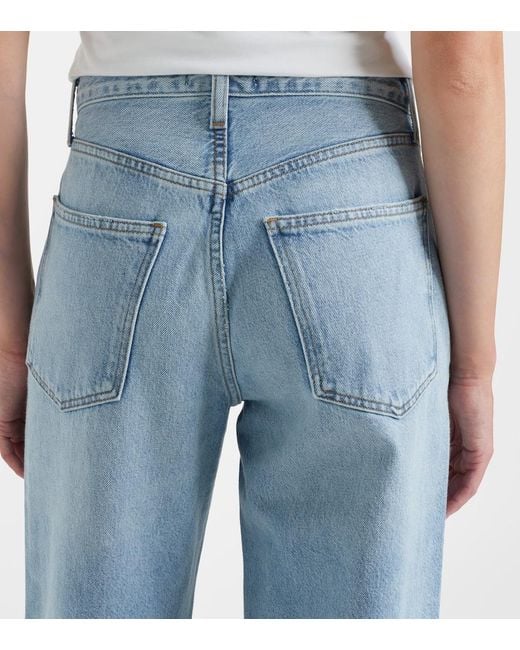 Agolde Blue Cinched Hem Straight Jeans