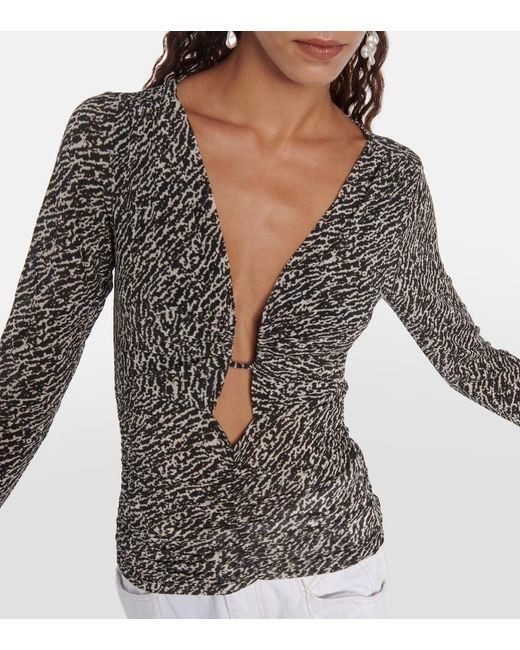 Isabel Marant Gray Laura Printed Ruched Jersey Top