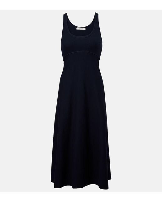 Dorothee Schumacher Blue Rib Romance Cotton-Blend Midi Dress