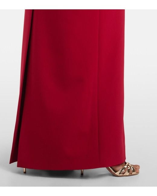 Carolina Herrera Red Draped Off-Shoulder Crepe Gown