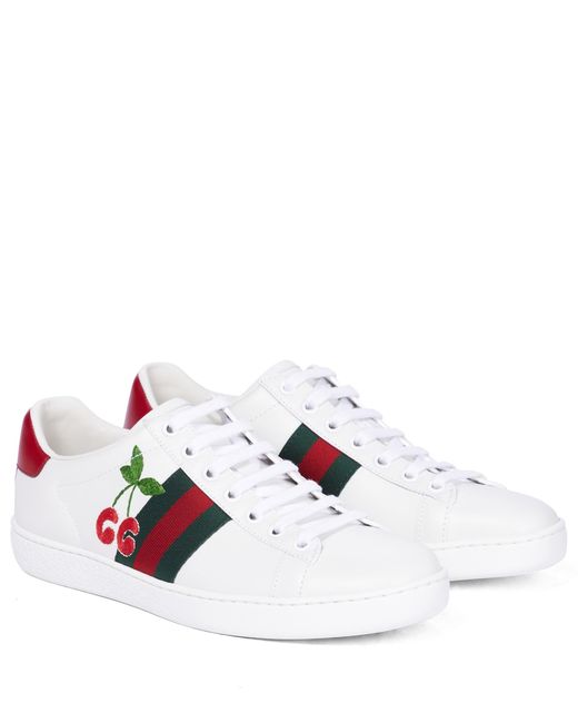 Gucci Leather New Ace Cherry Sneakers - Save 20% | Lyst