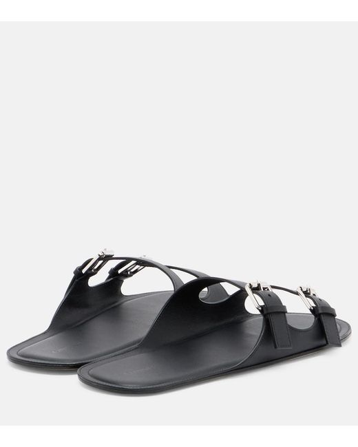 Christen Black Double Belt Leather Sandals