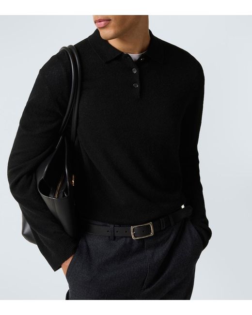 LeKasha Black Crete Cashmere Polo Sweater for men
