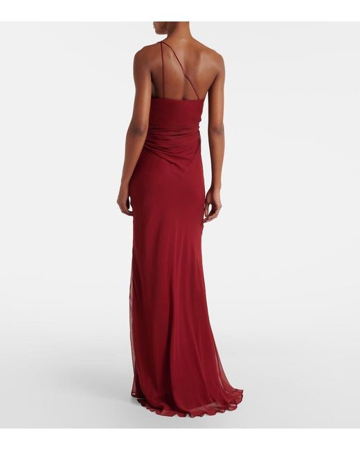 The Sei Red Sheer Silk Chiffon Gown