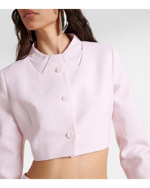 Coperni Pink Trompe L'Oeil Cropped Virgin Wool Jacket